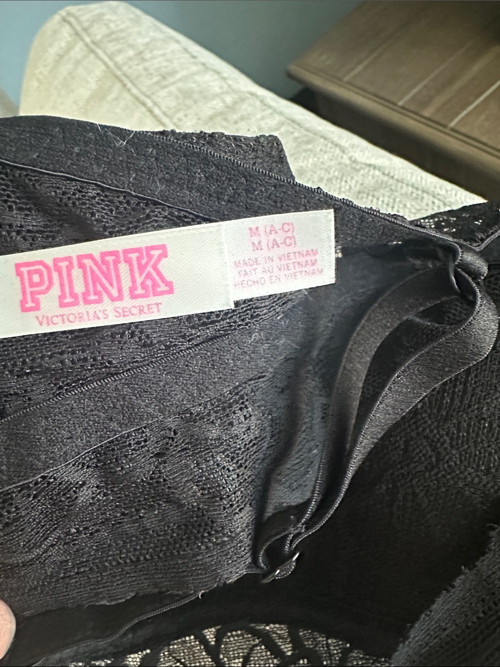 PINK Victoria's Secret Black Lace Longline Bralette - Picture 3 of 3